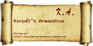 Korpás Armandina névjegykártya